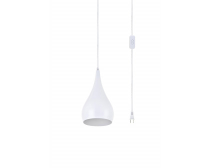 Elegant Nora 1 Light Plug-In Pendant - White (LDPG2001WH)