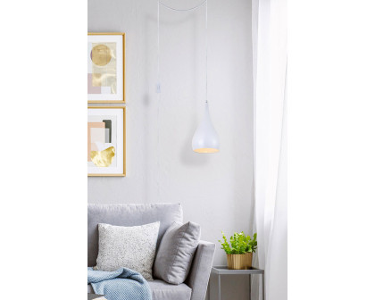 Elegant Nora 1 Light Plug-In Pendant - White (LDPG2001WH)