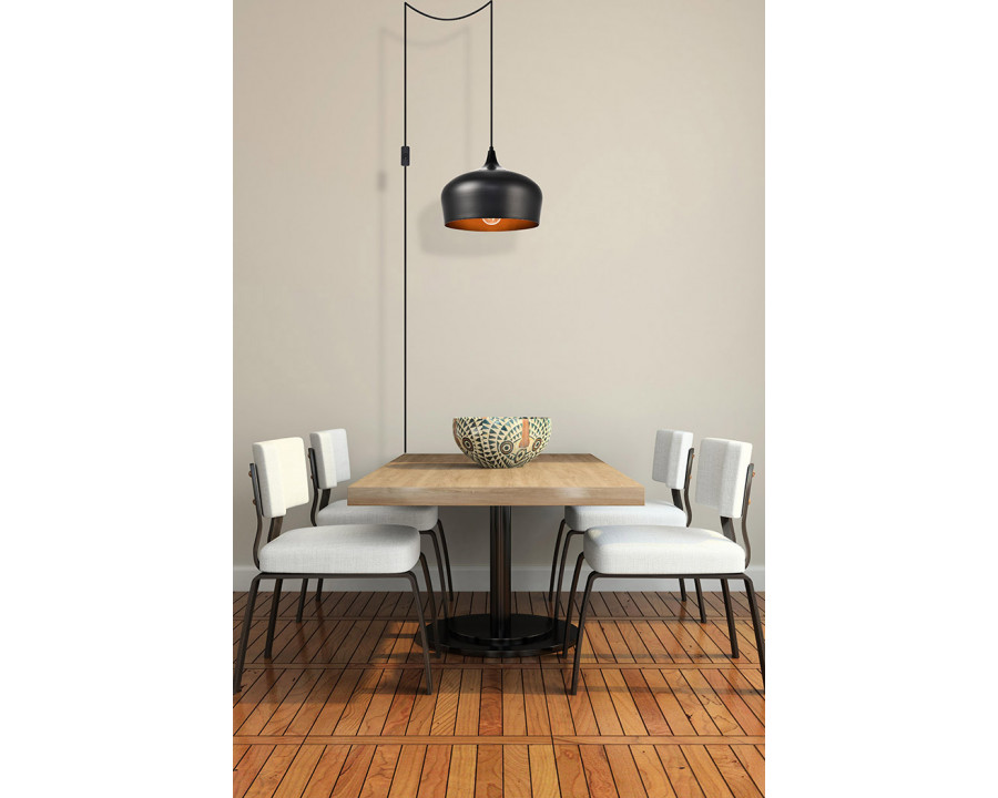 Elegant Nora 1 Light Plug-In Pendant - Black (LDPG2003BK)