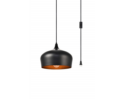 Elegant Nora 1 Light Plug-In Pendant - Black (LDPG2003BK)