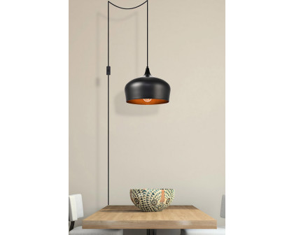 Elegant Nora 1 Light Plug-In Pendant - Black (LDPG2003BK)