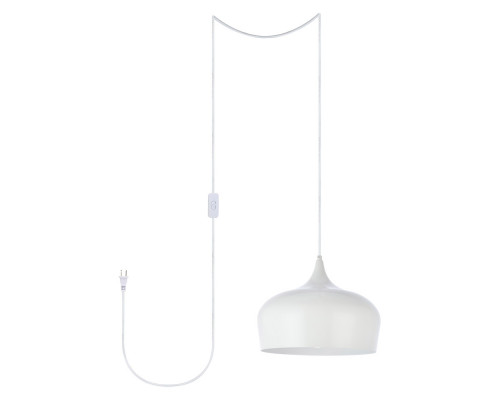 Elegant Nora 1 Light Plug-In Pendant - White (LDPG2003WH)