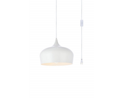 Elegant Nora 1 Light Plug-In Pendant - White (LDPG2003WH)