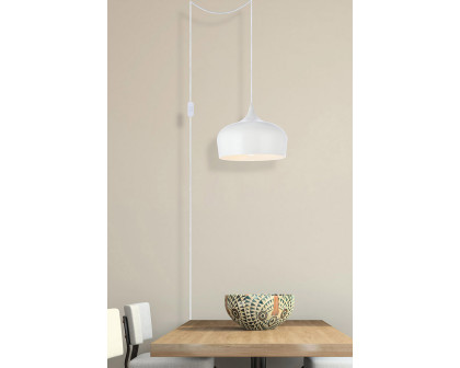 Elegant Nora 1 Light Plug-In Pendant - White (LDPG2003WH)