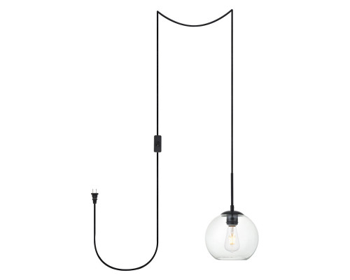 Elegant Baxter 1 Light Plug-In Pendant - Black, L 8" (LDPG2206BK)