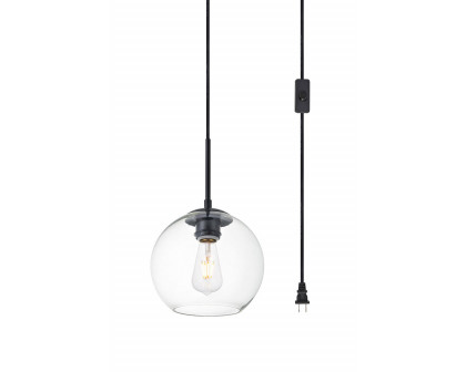 Elegant Baxter 1 Light Plug-In Pendant - Black, L 8" (LDPG2206BK)