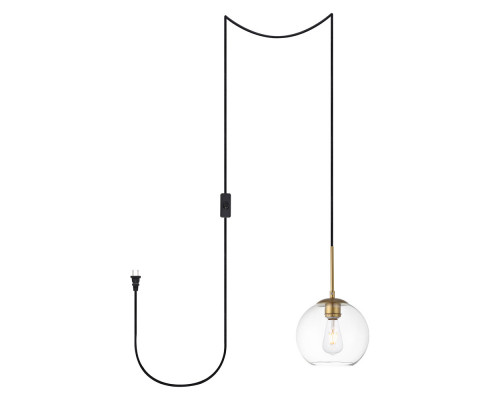 Elegant Baxter 1 Light Plug-In Pendant - Brass, L 8" (LDPG2206BR)