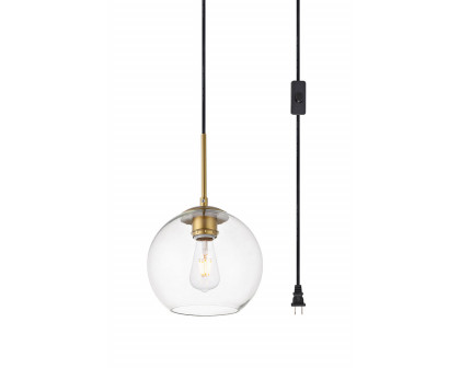 Elegant Baxter 1 Light Plug-In Pendant - Brass, L 8" (LDPG2206BR)