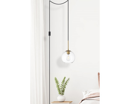 Elegant Baxter 1 Light Plug-In Pendant - Brass, L 8" (LDPG2206BR)