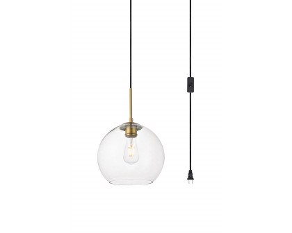 Elegant Baxter 1 Light Plug-In Pendant - Brass, L 10" (LDPG2212BR)