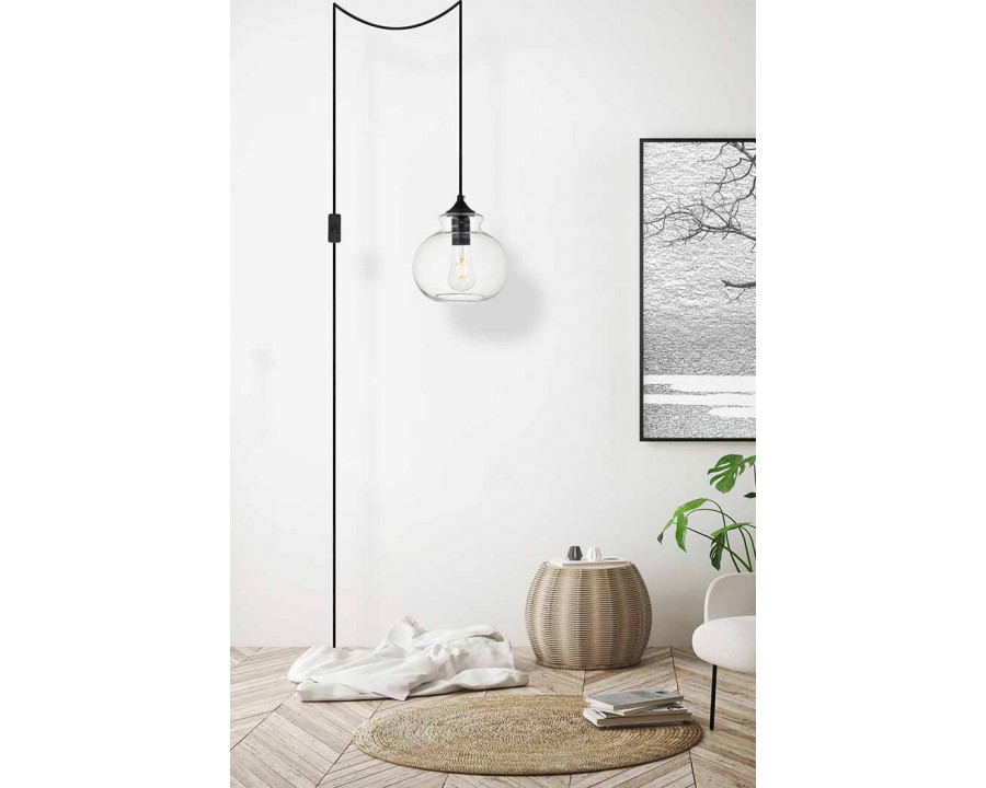 Elegant Destry 1 Light Plug-In Pendant - Black, L 8" (LDPG2245BK)