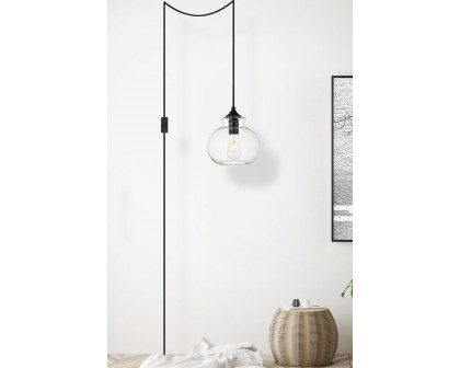 Elegant Destry 1 Light Plug-In Pendant - Black, L 8" (LDPG2245BK)