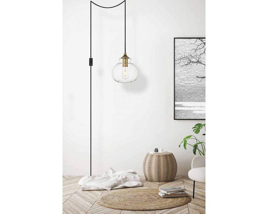 Elegant Destry 1 Light Plug-In Pendant - Brass, L 8" (LDPG2245BR)