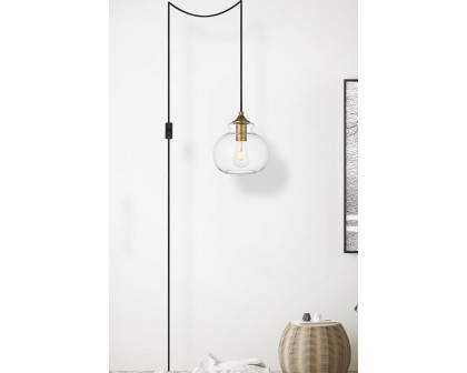 Elegant Destry 1 Light Plug-In Pendant - Brass, L 8" (LDPG2245BR)