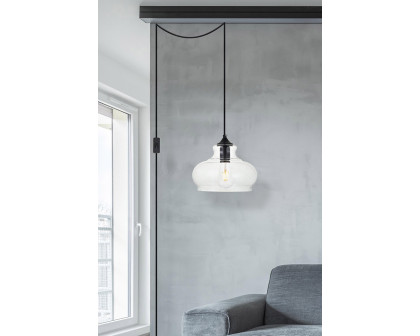 Elegant Destry 1 Light Plug-In Pendant - Black, L 9.4" (LDPG2246BK)