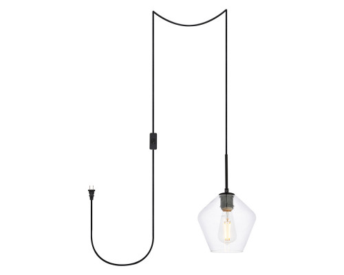 Elegant Gene 1 Light Plug-In Pendant - Black (LDPG2256BK)