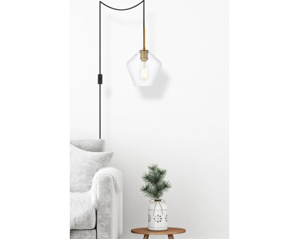 Elegant Gene 1 Light Plug-In Pendant - Brass (LDPG2256BR)