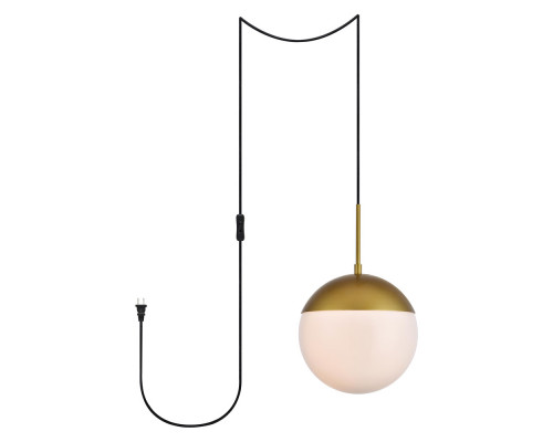 Elegant Eclipse 1 Light Plug - Brass/Glass Matte, L 10" (LDPG6036BR)