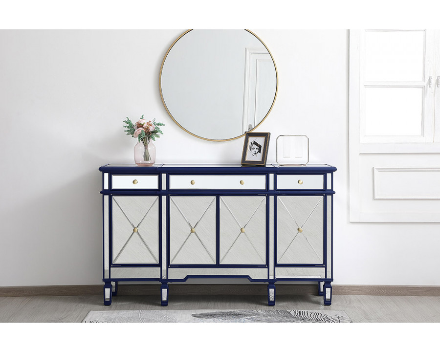 Elegant 60" Mirrored Credenza - Blue (MF6-1001BL)