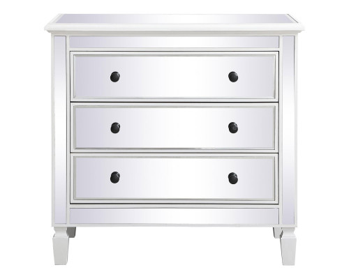 Elegant 33" Mirrored 3 Drawer Chest - White (MF6-1019AW)