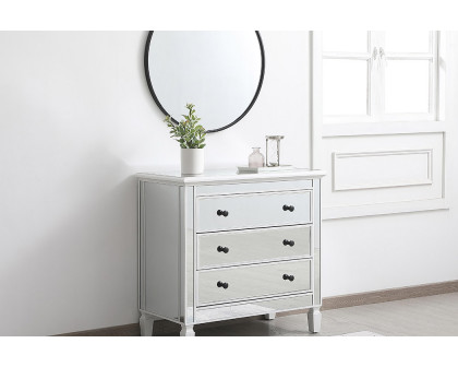 Elegant 33" Mirrored 3 Drawer Chest - White (MF6-1019AW)