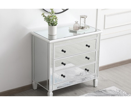 Elegant 33" Mirrored 3 Drawer Chest - White (MF6-1019AW)