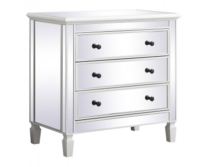 Elegant 33" Mirrored 3 Drawer Chest - White (MF6-1019AW)