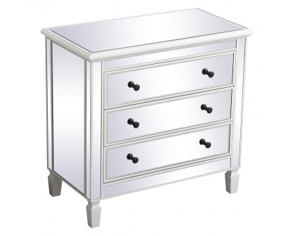 Elegant 33" Mirrored 3 Drawer Chest - White (MF6-1019AW)