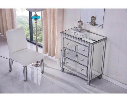 Elegant 33" Mirrored 3 Drawer Chest - Silver (MF6-1019S)