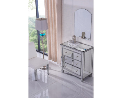 Elegant 33" Mirrored 3 Drawer Chest - Silver (MF6-1019S)