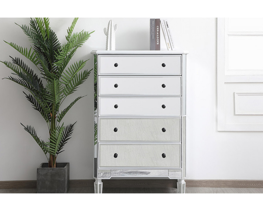 Elegant 5 Drawer Cabinet - White (MF6-1026AW)