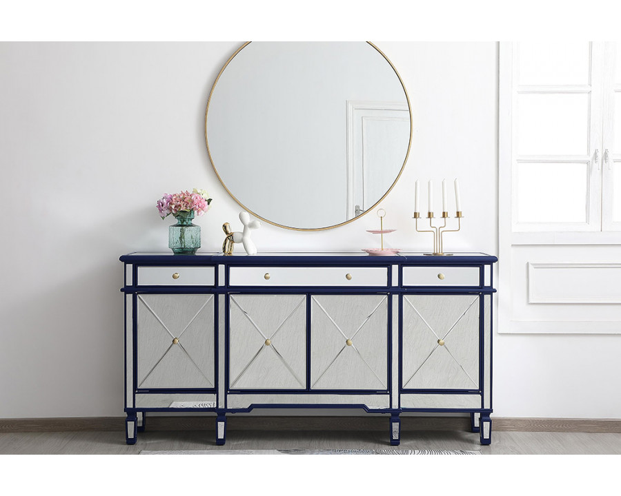 Elegant 72" Mirrored Credenza - Blue (MF6-2111BL)