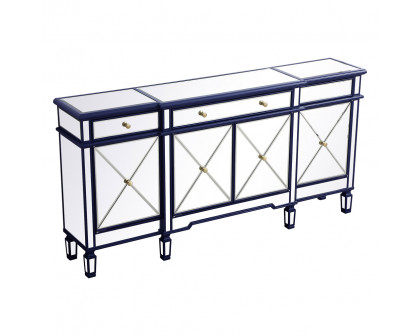 Elegant 72" Mirrored Credenza - Blue (MF6-2111BL)