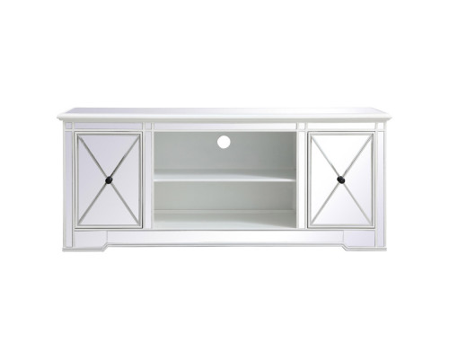 Elegant Modern 60" Mirrored TV Stand with Crystal Fireplace - White (MF60160AW)