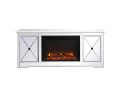 Elegant - Modern Mirrored TV Stand with Crystal Fireplace (PNT-MF60160)