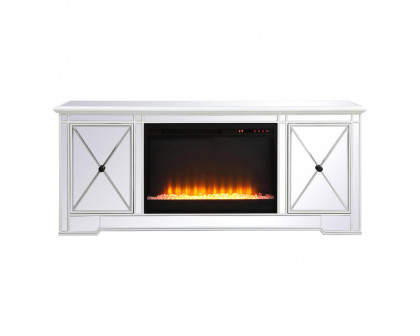 Elegant - Modern Mirrored TV Stand with Crystal Fireplace (PNT-MF60160)