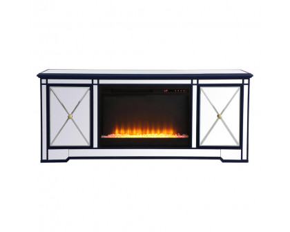 Elegant - Modern Mirrored TV Stand with Crystal Fireplace (PNT-MF60160)