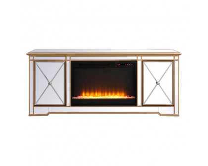 Elegant - Modern Mirrored TV Stand with Crystal Fireplace (PNT-MF60160)