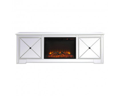 Elegant - Modern Mirrored TV Stand with Crystal Fireplace (PNT-MF60172)