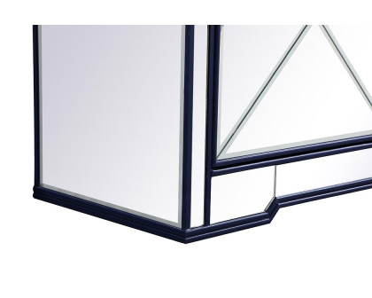 Elegant Modern 72" Mirrored TV Stand with Crystal Fireplace - Blue (MF60172BL)