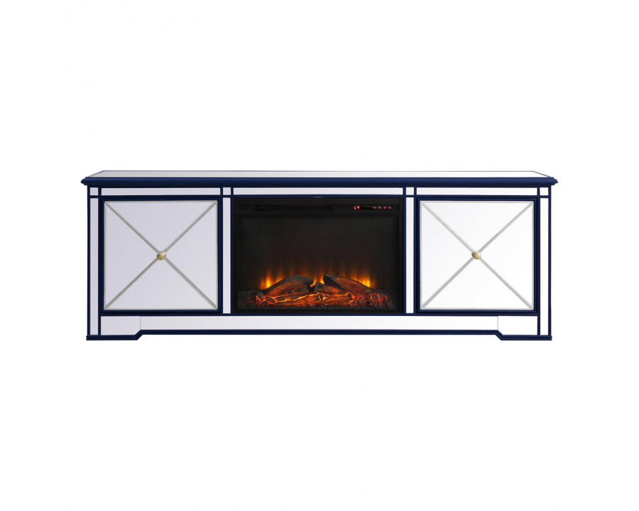 Elegant - Modern Mirrored TV Stand with Crystal Fireplace (PNT-MF60172)