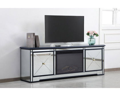 Elegant - Modern Mirrored TV Stand with Crystal Fireplace (PNT-MF60172)