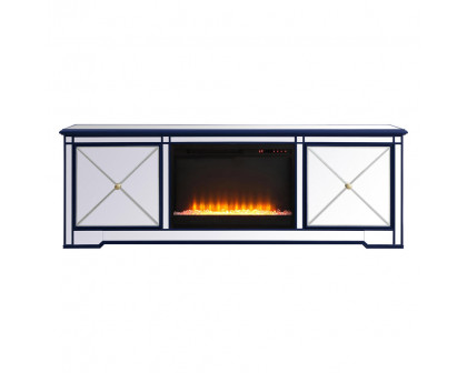 Elegant - Modern Mirrored TV Stand with Crystal Fireplace (PNT-MF60172)