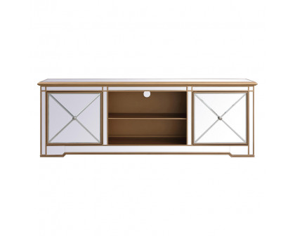 Elegant - Modern Mirrored TV Stand with Crystal Fireplace (PNT-MF60172)