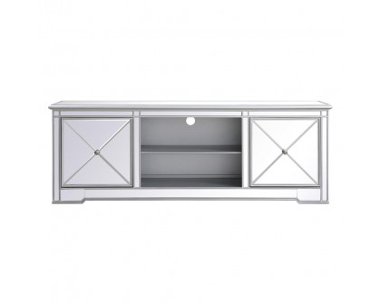 Elegant - Modern Mirrored TV Stand with Crystal Fireplace (PNT-MF60172)