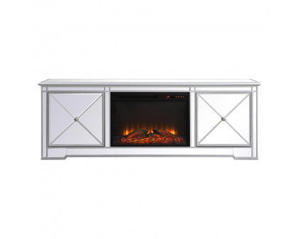 Elegant - Modern Mirrored TV Stand with Crystal Fireplace (PNT-MF60172)