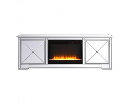 Elegant - Modern Mirrored TV Stand with Crystal Fireplace (PNT-MF60172)