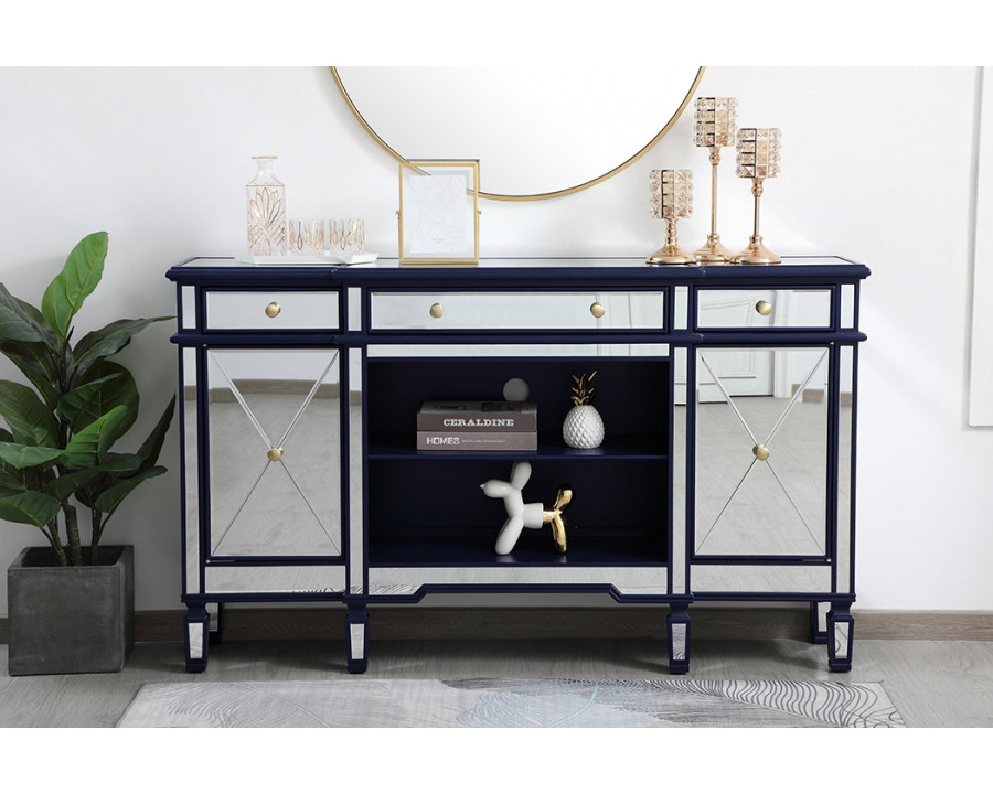 Elegant Contempo 60" Mirrored Credenza - Blue (MF61060BL)