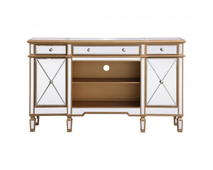 Elegant - Contempo Mirrored Credenza with Wood Fireplace (PNT-MF61060)