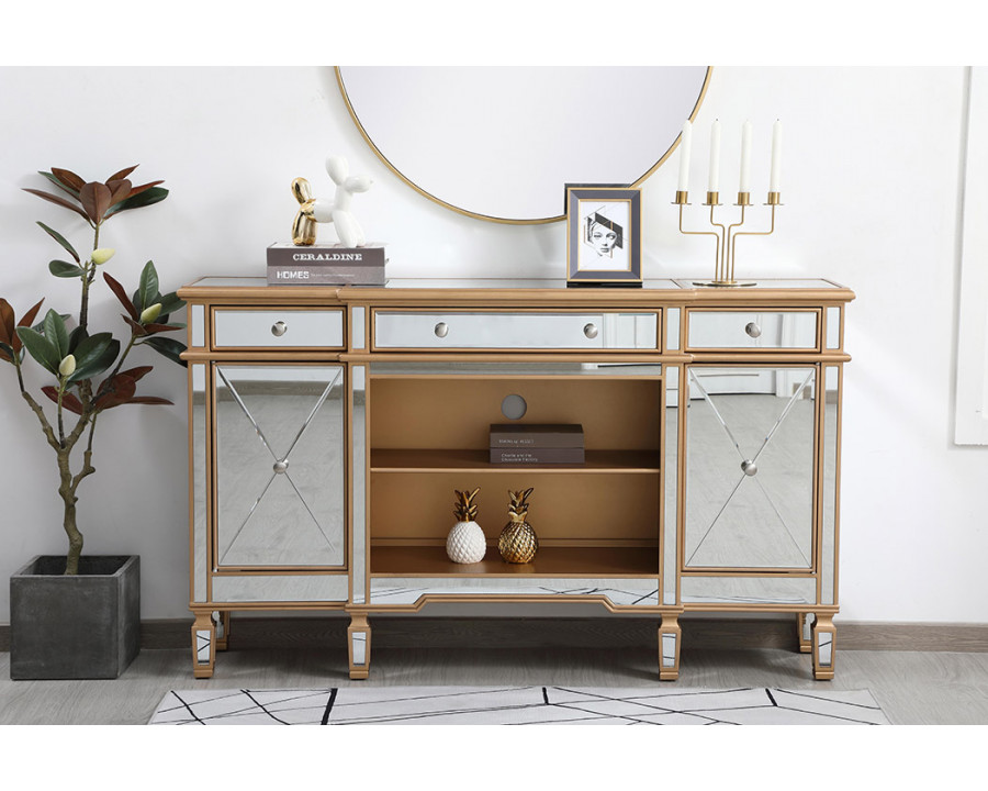 Elegant Contempo 60" Mirrored Credenza - Gold (MF61060G)